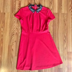 ELLE Dress Embellished Floral Collar Size 8